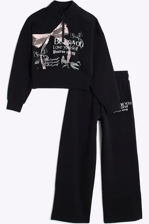 River Island Girls Half Zip Bow 100% Cotton Sweat Set7 - 8 ans (122 - 128cm)
