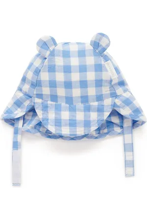 Purebaby Gingham Linen Blend Legionnaires HatM