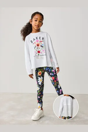 Ted Baker Floral Print Back Pleat 100% Cotton T-Shirt and Printed Leggings Set3 - 4 ans (98 - 104cm)