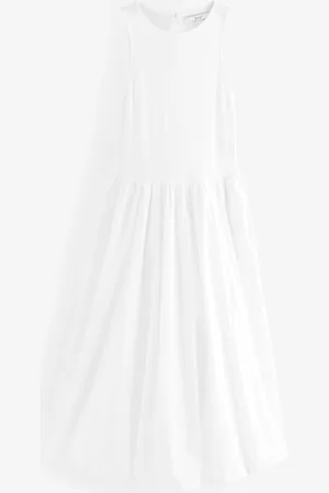 Next Peignoir mi-long Sans manche Racer Puffball 100% coton46tall