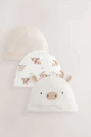 Next Bébé 100% Coton Bonnet 3 Lot (0-18mths)6 - Mois 12 (68 - 80cm)