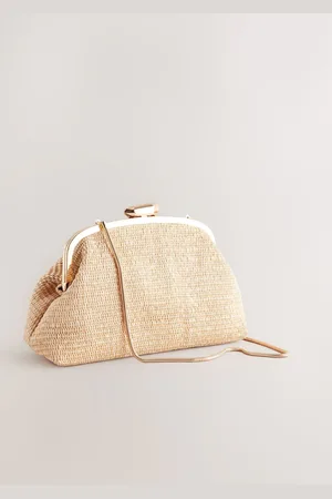 Next Pochette en raphia à boutons-pressionun