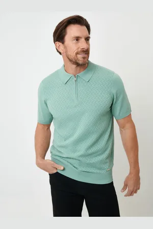 Threadbare Polos texturés en maille zippé sur le devantpetit