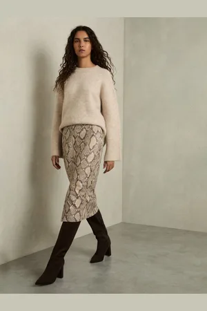 Reiss Jupe crayon Missa en cuir effet peau de serpent40