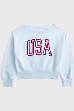 Abercrombie & Fitch Off Shoulder Graphic Jersey Sweatshirt158164cm