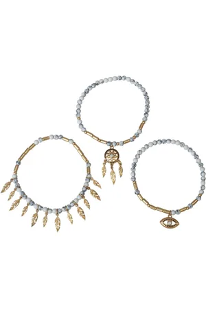 Bibi Bijoux Gold Tone Dreamcatcher Beaded Bracelet Setun