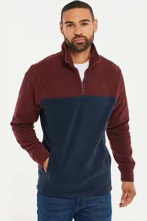 Threadbare Pull polaire à deux tons avec fermeture à glissière quart de tourM