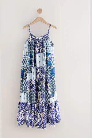 Next Peignoir mi-long 100% coton à bretelles et volants