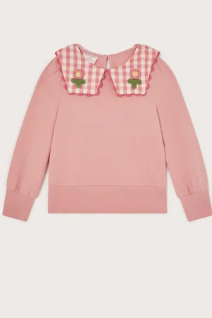 Monsoon Floral Gingham Collar Sweatshirt134140cm