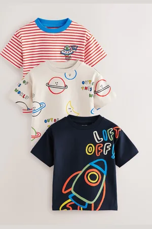 Next Manches courtes 100% Cotton T-shirt 3 Lot (3mths-7yrs)3 - Mois 6 (62 - 68cm)