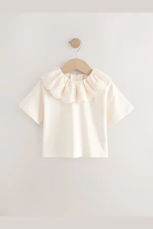 Next Short Sleeve Broderie Collar 100% Cotton Top (3mths-7yrs)3 - Mois 6 (62 - 68cm)