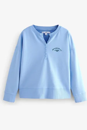 Next Washed Henleys Button Col Manches longues Graphic 100% Cotton Sweat-shirtXXL