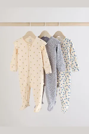 Next Combinaisons de nuit pour bébé 100% coton avec fermeture éclair 3 Lot (0mths-2yrs)6 - Mois 9 (68 - 74cm)