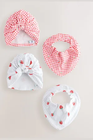 Next Baby Turban and Dribble Bibs 4 Piece Set (0mths-2yrs)8692cm