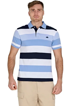 Raging Bull Blue Birdseye Hoop Pique 100% Cotton Polo ShirtMédium