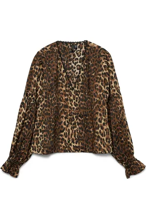 VERO MODA Leopard Imprimé Col en V Chemisiers40