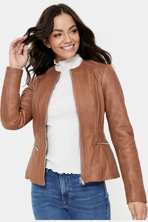 Urban Code Veste en cuir sans col 46