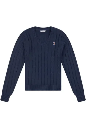 U.S. Polo Assn. U. S. Polo Assn. Womens Col rond Cable Knit Rose PullXL