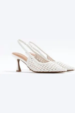 River Island Woven Sling Back Heeled Court Shoeseu39