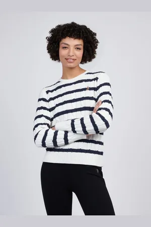 U.S. Polo Assn. U. S. Polo Assn Women Thin Stripe Cable Knit 100% Cotton Jumperxsmall