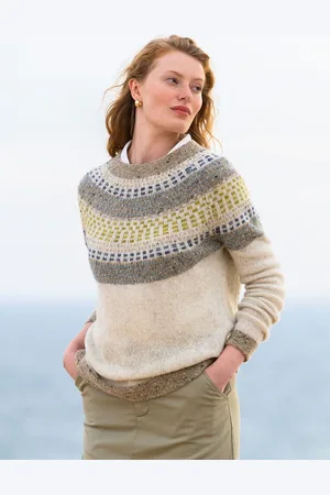 CELTIC & CO. Pull Donegal bleu à empiècement à empiècement flottéxsmall