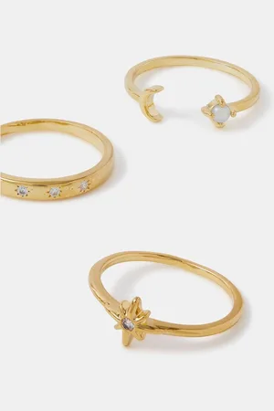 Accessorize 14ct Celestial Rings 3 Packlarge