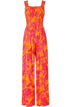 Joe Browns Bold Tropical Print Wide Strap Crinkle Jumpsuit40petite