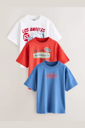 Next Coupe décontractée imprimé graphique à manches courtes Lot de 3 t-shirts 100% coton (3-16ans)146152cm