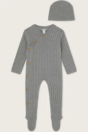 Monsoon Newborn 100% Cotton Cable Knit Romper and Hat Set7480cm