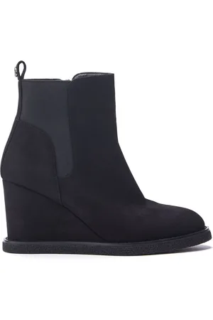 Moda In Pelle Pieux Compensées talons Chelsea Bottes