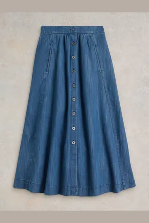 White Stuff Jupes Heather Denim mi-longues 100% coton36