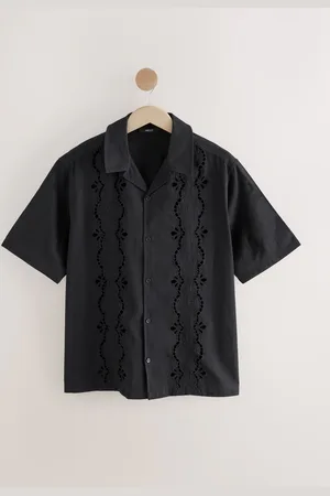 Next 100% Coton Texturé Broderie Manches courtes ChemisesMédium