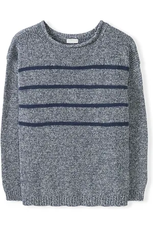CELTIC & CO. Blue Yarn Twist Breton 100% Cotton Jumperlarge