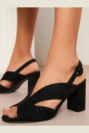 Friends Like These Mid Block Heel Peeptoe Slingback Faux Suede Sandalseu39