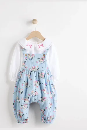 Next Cath Kidston Baby Woven 100% Cotton Dungarees & Long Sleeve Blouse Set6874cm