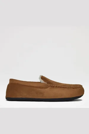 Threadbare Chaussons mocassins en suédine doublés de fausse fourrureUK 11 - 12
