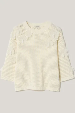Jigsaw 100% Cotton Floral Applique Knit TopPetit
