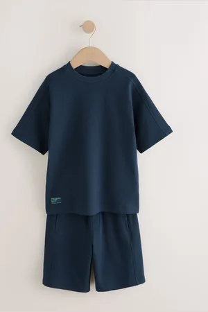 Next Textured Short Sleeve 100% Cotton T-Shirt and Shorts Set (3-16yrs)140146cm