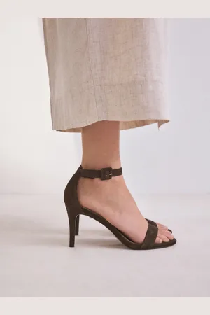 Next Signature Premium Leather Round Toe Buckle Detail Mid Simple Sandals