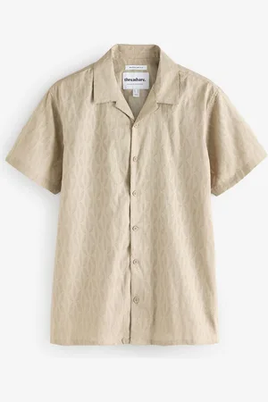 Threadbare 100% Cotton Pluck Textured Revere Collar Short Sleeve ShirtMédium