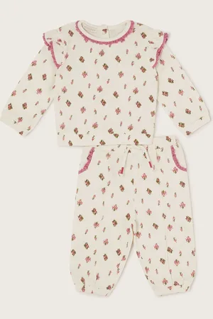 Monsoon Newborn Print Floral Print Frilly Sweatshirt and Joggers Set7480cm