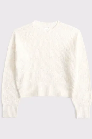 Abercrombie & Fitch Pointelle Crew Neck Stripe Knitted Jumper166168cm