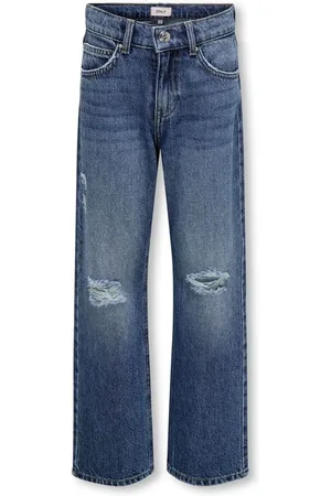 ONLY Blue Straight Leg Ripped Knee 100% Cotton Jeans11 ans (146cm)