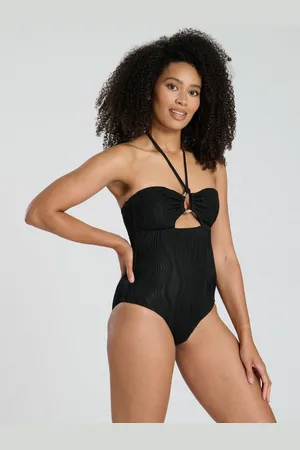 South Beach Wavy Rib Ring Halter Swimsuit36