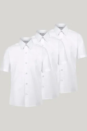 Trutex Lot de 3 chemises blanches slim à manches courtes pour l