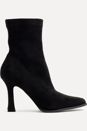 Linzi Noelle Square Toe Heeled Sock Ankle Boots