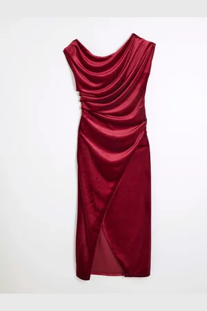River Island Robe mi-longue drapée de velours44