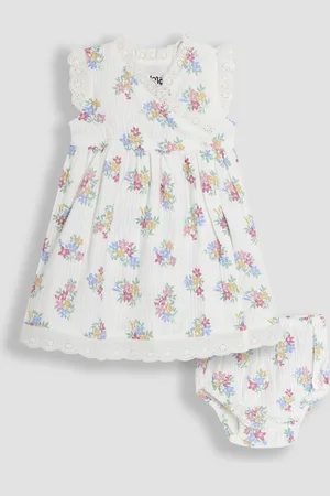 JoJo Maman Bébé Baby Broderie Trim Wrap 100% Cotton Dress8086cm