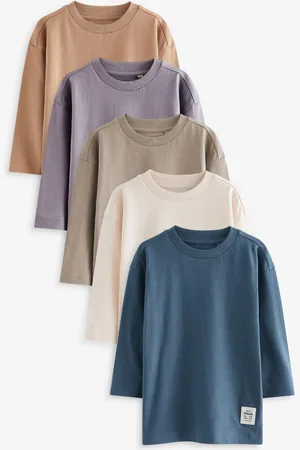 Next 100% Coton uni Manches longues T-shirt 5 Lot (3mois-7ans)9 - Mois 12 (74 - 80cm)