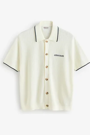 Guess Embroidered Logo Short Sleeve Knit 100% Cotton Polo Shirtxlarge